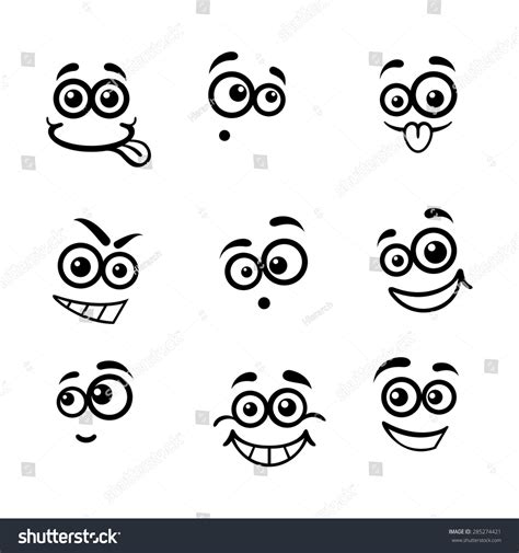 Facial Avatar Emotions Icons Set Funny Stock Vector