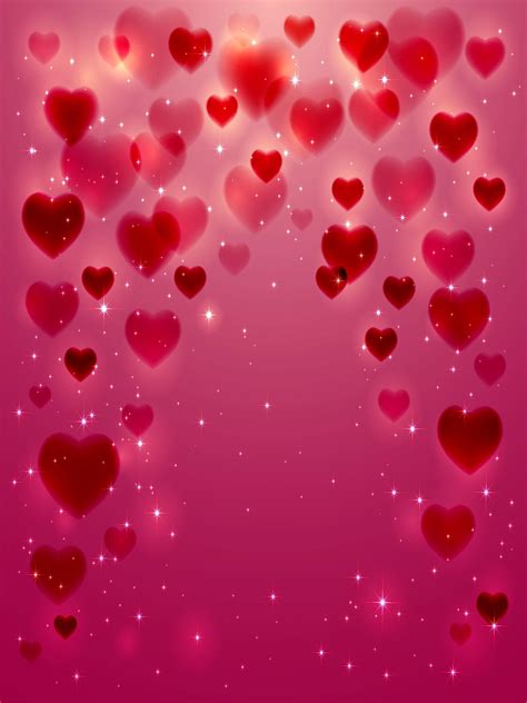 Valentines Day Blurry Hearts Vinyl Photography Backdrops Shiny