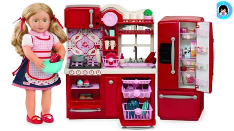 unboxing our generation gourmet kitchen set i american girl doll size★ darlingdolls youtube