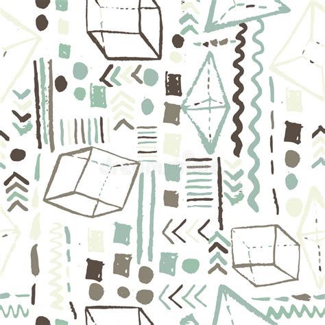 Seamless Geometric Hand Drawn Pattern In Retro Style Memphis Can Be
