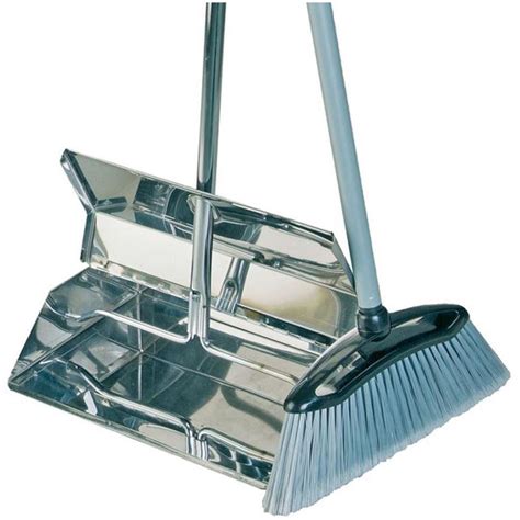 Stainless Steel Metal Long Handled Lobby Dustpan And Brush Strong And