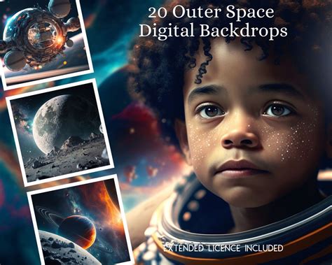 20 Outer Space Digital Cg Backdrops Astronaut Backgrounds Planets