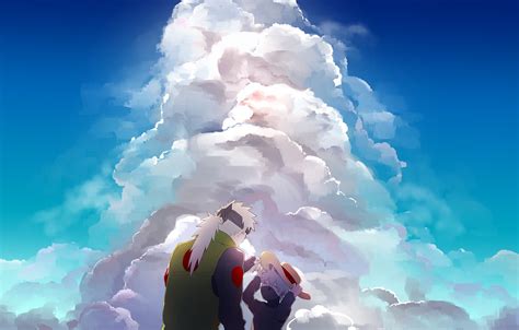 Wallpaper The Sky Clouds Father Naruto Son Sky Blue Hatake