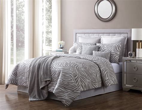 Vcny Home Serengeti Jacquard Zebra Comforter Set California King Grey