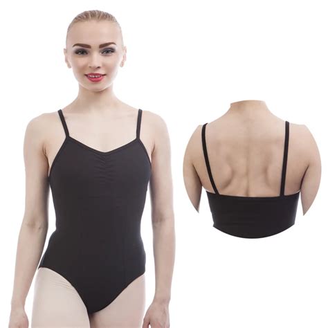Adult High Quality Black Classic Camisole Mid Back Ballet Leotard Girls