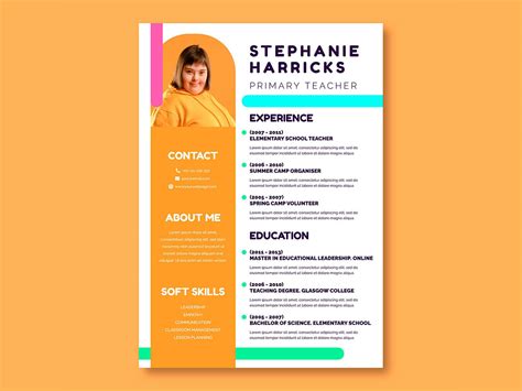 Free Primary School Teacher Resume Template With Professional Look