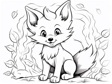 Curious Red Fox To Color - Coloring Page
