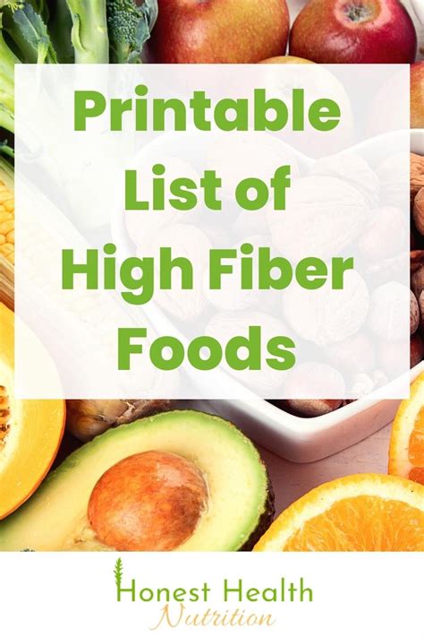 Printable List Of High Fiber Foods Honest Health Nutrition