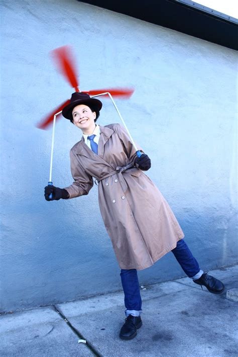 Inspector Gadget Costume With Motorized Helicopter Inspector Gadget