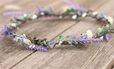 Dainty Ivory Lavender Flower Crown Headpiece Wedding Flower Etsy