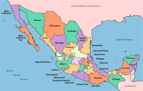 Mexico Mapa Con Frontera 19895514 Vector En Vecteezy