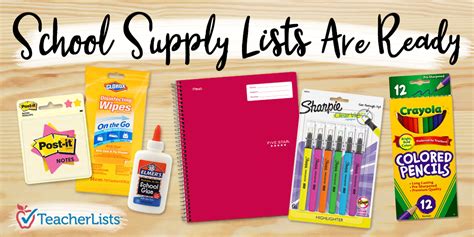 School Supply Lists School Supply Lists