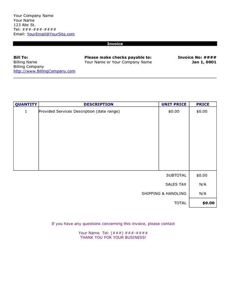 Downloadable Word Document Blank Invoice Template Word Template Two