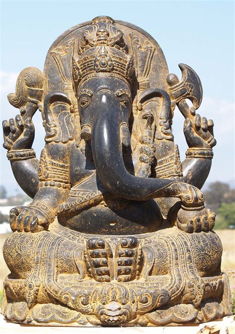 Sold Stone Large Garden Ganesh With Mahakala 38 83ls46