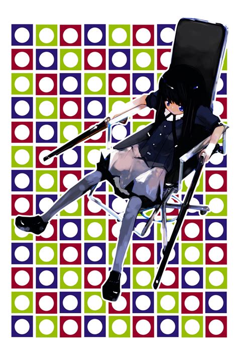 Safebooru Black Hair Blue Eyes Chair Gothic Gun Highres Kusaka Kusaka