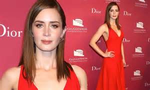 Emily Blunt Shows Cleavage In Dior Gown At The Guggenheim International