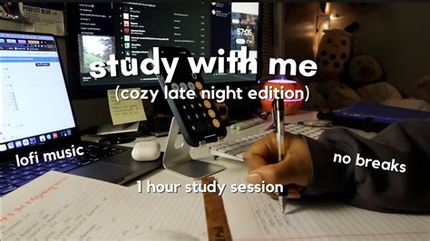 1 HOUR STUDY WITH ME | cozy late night 🌙, lofi music, background noises