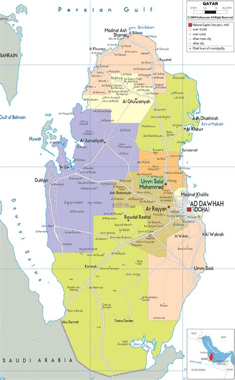 Political Map Of Qatar Ezilon Maps