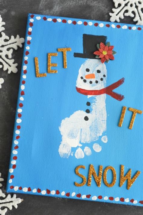 Footprint Snowman Keepsake Canvas Make And Takes