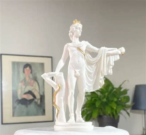 APOLLO GOD STATUE Ancient Greek Nude Male Marble Sculpture 24cm 9 5