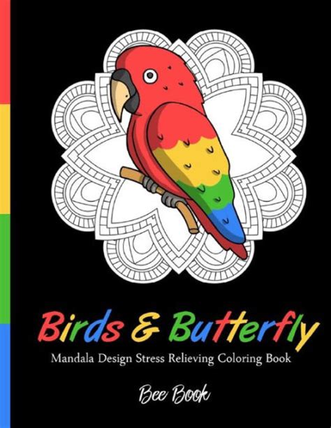Birds And Butterfly Mandala Desing Stress Relieving Coloring Book By Bee