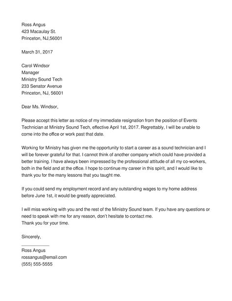 Resignation Letter Template Effective Immediately What Makes
