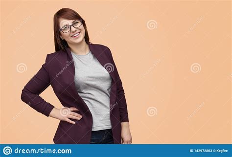 Casual Young Woman In Glasses Smiling At Camera Stock Image Image Of