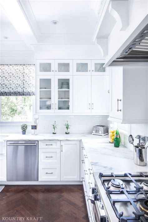 But cleaning your kitchen cabinets, following the steps below, can restore them to their original color and how to clean kitchen cabinet exteriors. Pure White Kitchen Cabinets in Glen Ridge, New Jersey