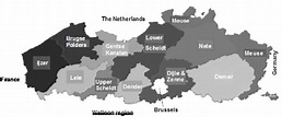 Map showing main rivers catchments in Flanders | Download Scientific ...