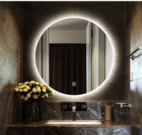 Defogging Backlit Round Led Bathroom Mirror Frameless Led Vanity