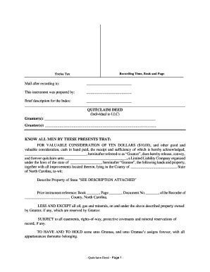 Quit Claim Deed Nc Fill And Sign Printable Template Online