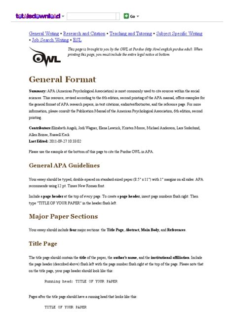 The tutorial is designed for writers who are new to apa style. Purdue OWL_ APA Formatting and Style Guide | American ...