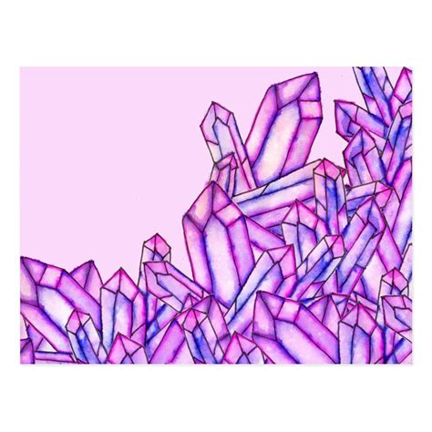 Pink Purple Watercolor Paint Crystals Gem Pattern Postcard Zazzle