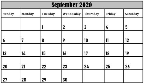 Editable September 2020 Calendar Word Calendar Word Calendar