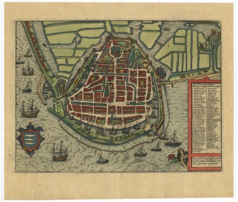 Antique Map Of Enkhuizen By Guicciardini C1620