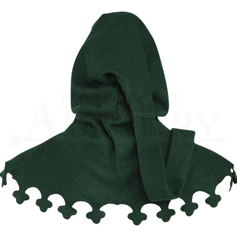 Wool Medieval Liripipe Hood - Green - HW-701411G by Traditional Archery, Traditional Bows ...
