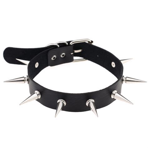 Black Spike Choker Belt Collar Women Pu Leather Goth Choker Necklace