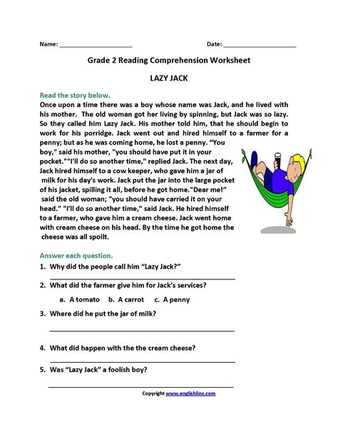 Comprehension Worksheets For Grade 2 With Answers Worksheet Now