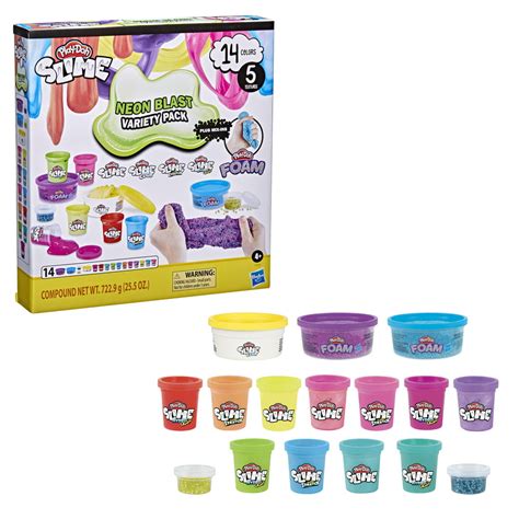 Play Doh Slime Neon Blast Variety Pack 14 Colors And 5 Textures Plus