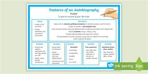 Autobiography Ks2 Writing Frame Features Word Mat Twinkl