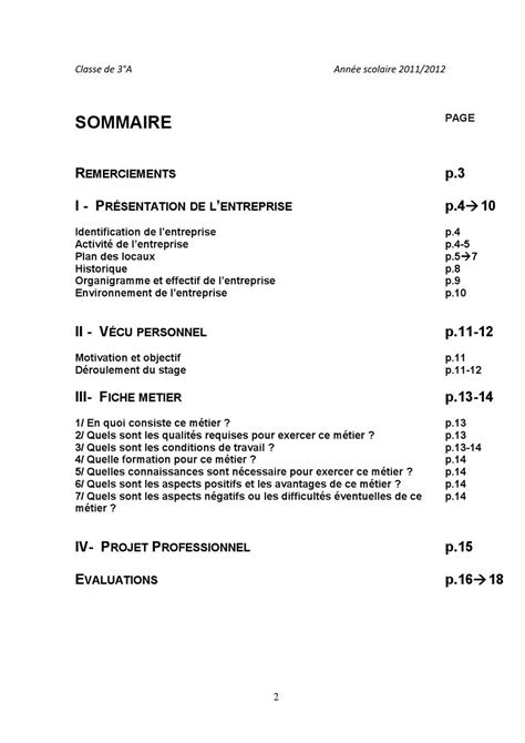 Rapport De Stage Professionnel Dans Le Cadre De Classe De 3ème 2012
