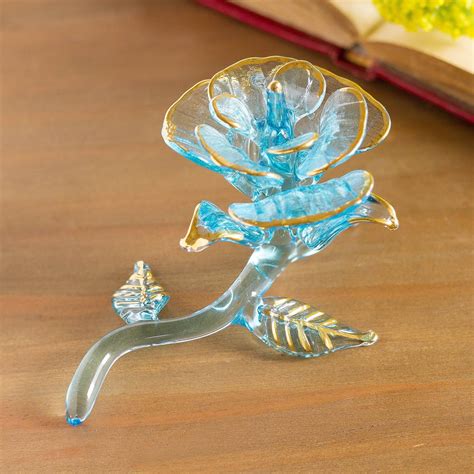Blown Glass Figurine Celestial Rose Glass Blowing Glass Figurines Crystal Figurines