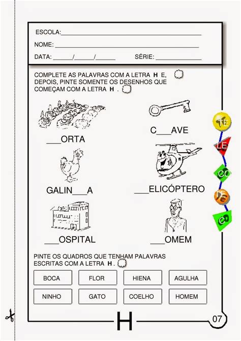 Atividades Com A Letra H Para Alfabetização