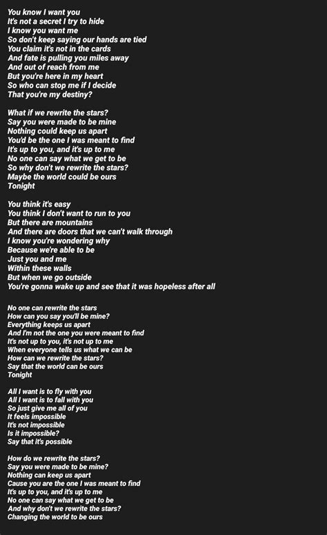 Rewrite The Stars~~ Lyrics Part 1 Credit By Audrey Disney Song