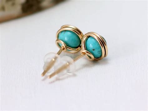 Genuine Turquoise Earrings K Gold Filled Turquoise Post