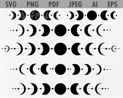 Moon Phase Svg Bundle Crescent Moon Svg Moon Phase Icon Etsy Denmark