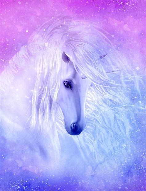Beautiful Unicorn Flowing Mane Canvas Print Horse Fantasy Poster Purple