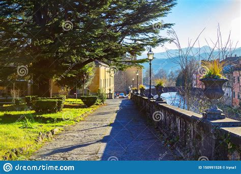 View Of Scenic Pontremoli Village And Magra River In The Apennine