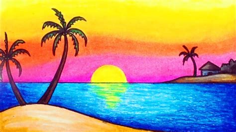 You can use colored pencils, markers, oil pastels, crayons, acrylic paint, or start with a simple thin. How to Draw Simple Scenery for Kids | Drawing Sunset Scenery - YouTube di 2020