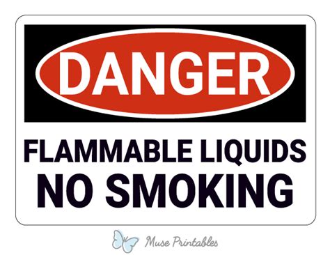 Printable Flammable Liquids No Smoking Danger Sign
